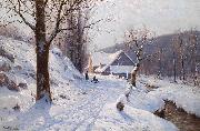 Walter Moras Rodeln an einem sonnigen Wintertag France oil painting artist